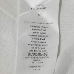 Pre Owned Christian Dior White Logo Intarsia Jersey T-Shirt S