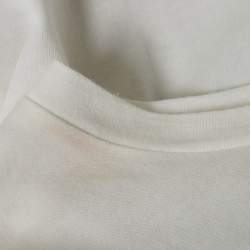 Pre Owned Christian Dior White Logo Intarsia Jersey T-Shirt S