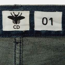 Christian Dior Navy Blue Denim Cut-Off Boyfriend Jeans S (Waist 33")