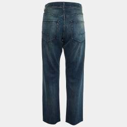 Christian Dior Navy Blue Denim Cut-Off Boyfriend Jeans S (Waist 33")