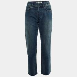 Christian Dior Navy Blue Denim Cut-Off Boyfriend Jeans S (Waist 33")