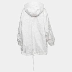 Christian Dior White Textured Tafetta Hooded Oversized Sweatshirt S
