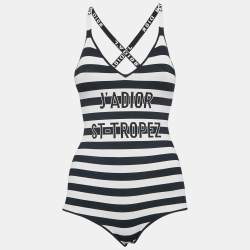Christian Dior Monochrome Striped J'Adior St Tropez Bodysuit S