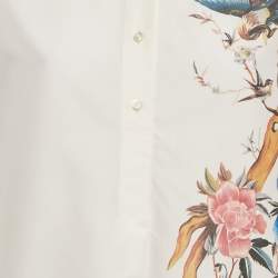Pre Owned Christian Dior Off White Floral Print Cotton Pleated Shirt Dress S
