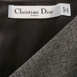 Christian Dior Grey Wool Pleated Sheath Dress S