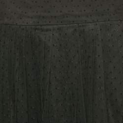 Dior Black Dotted Tulle Pleated Midi Skirt M