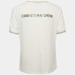Dior Off-White Princess-Dragon Print Cotton Knit Top M