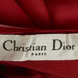 Pre Owned Dior Red Silk Blend Strapless Corset Dress M