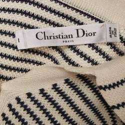 Christian Dior White/Black Striped Rib Knit T-Shirt Dress S