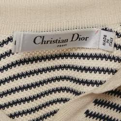 Christian Dior White/Black Striped Rib Knit T-Shirt Dress S