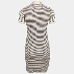 Christian Dior White/Black Striped Rib Knit T-Shirt Dress S