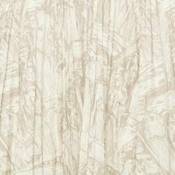 Pre Owned Dior Off-White Printed  Cotton Pleated Midi Skirt S