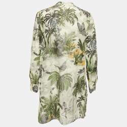 Christian Dior Green Printed Cotton Voile Tunic Top M