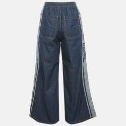 Pre Owned Christian Dior Blue Denim Wide Leg Pants S