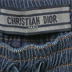 Pre Owned Christian Dior Blue Denim Wide Leg Pants S