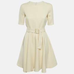Christian Dior Cream Wool Flared Short Dress M