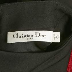 Pre Owned Christian Dior Black Heart Applique Wool Quilted Detail Short Dress M