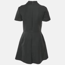 Pre Owned Christian Dior Black Heart Applique Wool Quilted Detail Short Dress M