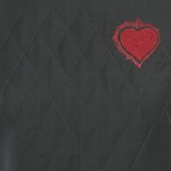 Pre Owned Christian Dior Black Heart Applique Wool Quilted Detail Short Dress M