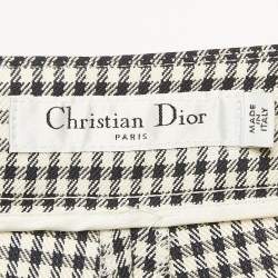 Christian Dior Black Houndstooth Silk Blend Trousers M