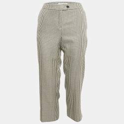 Christian Dior Black Houndstooth Silk Blend Trousers M
