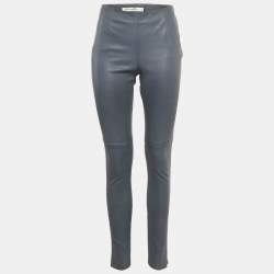 Christian Dior Blue Leather Skinny Pants M
