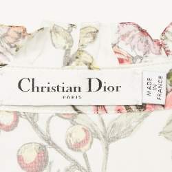 Christian Dior Green Floral Print Cotton Midi Dress S