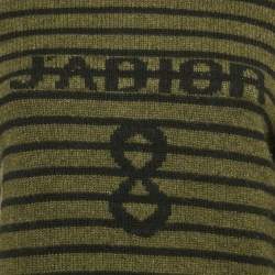 Pre Owned Dior Green Striped Cashmere Long Sleeve Sweater S