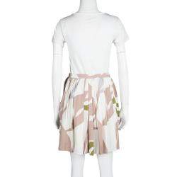 Pre Owned Dior Multicolor Printed Silk Pleated Skirt S