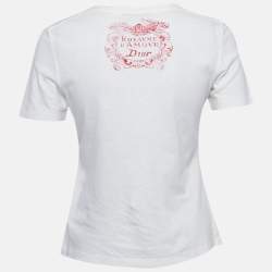 Dior White Printed Cotton T-Shirt XS