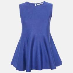 Dior Blue Knit Flared Sleeveless Top M