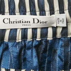 Dior Navy Blue Jacquard Midi Skirt S