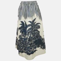 Dior Navy Blue Jacquard Midi Skirt S