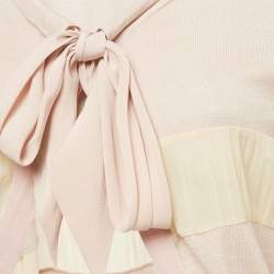 Christian Dior Pink Rib Knit and Silk Paneled Cardigan M
