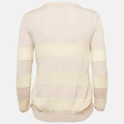 Christian Dior Pink Rib Knit and Silk Paneled Cardigan M