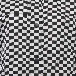 Pre Owned Dior Black/White Checkered Nylon Zip-Up Hooded Jacket M