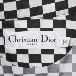 Pre Owned Dior Black/White Checkered Nylon Zip-Up Hooded Jacket M
