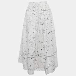 Dior White Printed Cotton Midi Skirt S