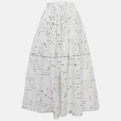 Dior White Printed Cotton Midi Skirt S