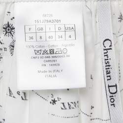 Dior White Printed Cotton Midi Skirt S