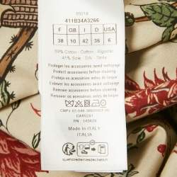 Pre Owned Dior Beige Floral Print Cotton Long Blouse M