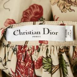 Pre Owned Dior Beige Floral Print Cotton Long Blouse M