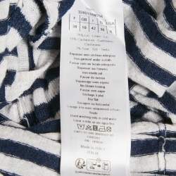 Pre Owned Christian Dior Blue Striped Linen Knit Ruffled Sleeve Top M