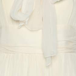 Pre Owned Dior Cream Silk Midi Dress M