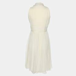 Pre Owned Dior Cream Silk Midi Dress M