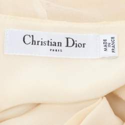 Pre Owned Dior Cream Silk Midi Dress M