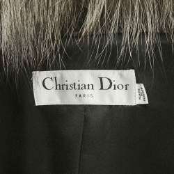 Christian Dior Dark Grey Wool & Silk Fur Collar Jacket M