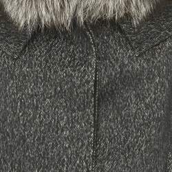 Christian Dior Dark Grey Wool & Silk Fur Collar Jacket M