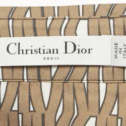 Pre Owned Dior Brown Logo Print Satin Silk Shirt M