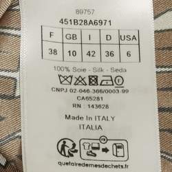 Pre Owned Dior Brown Logo Print Satin Silk Shirt M